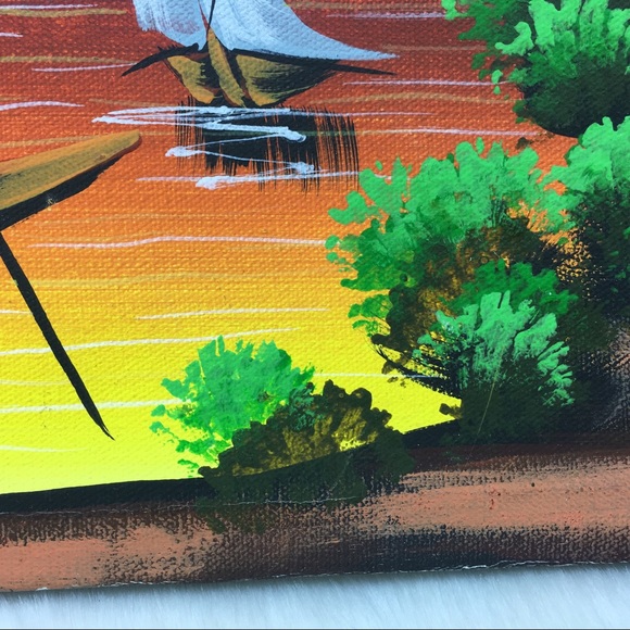 Tropical Sunset Palm Tree Folk Art Painting - Picture 3 of 8